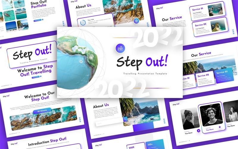 step out travelling multipurpose powerpoint presentation template original