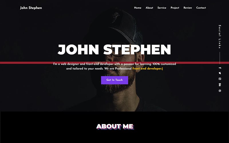 stephen personal portfolio html landing page template original