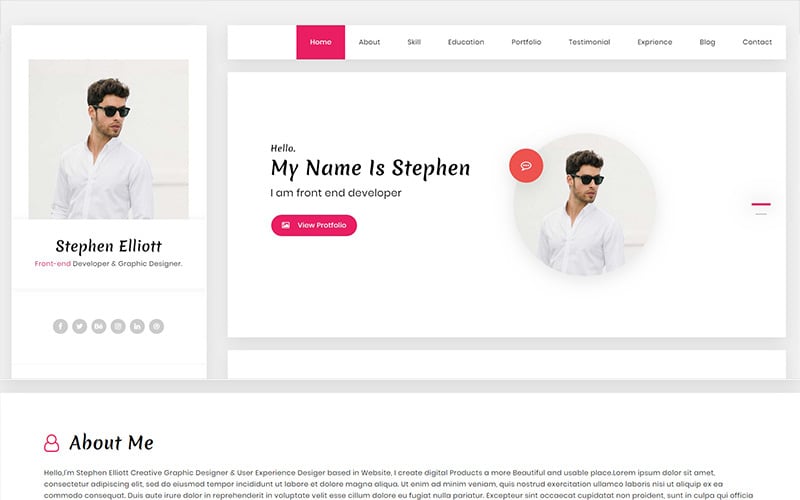stephen personal resume html landing page template original