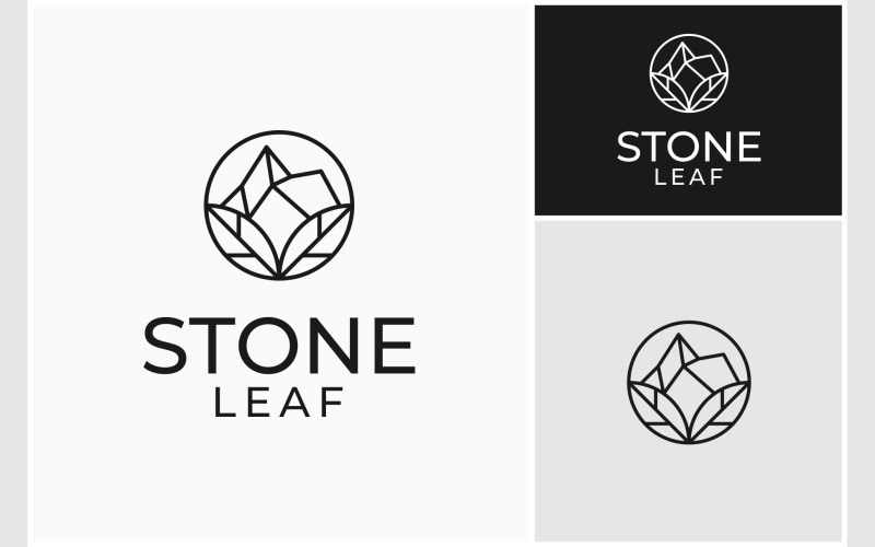 stone leaf circle line art logo original