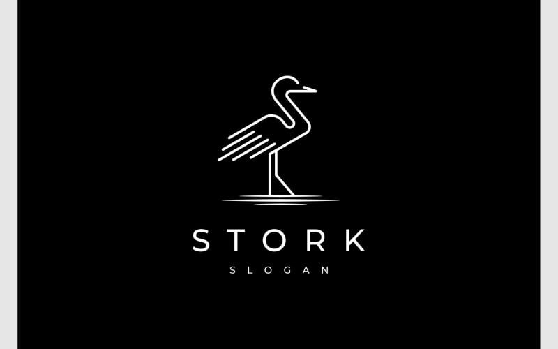 stork crane heron simple line logo original