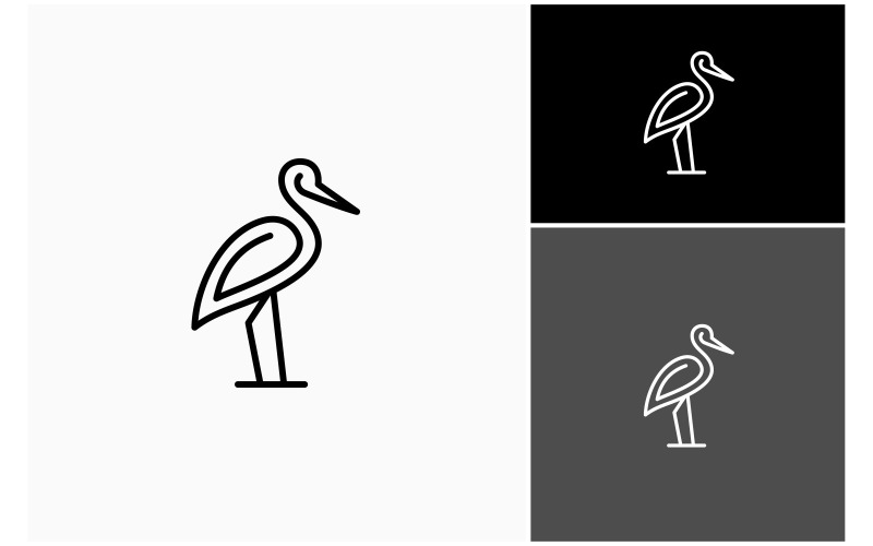 stork heron flamingo line art logo original