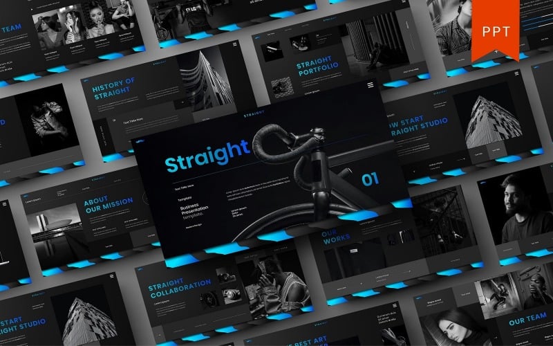 straight business powerpoint template original