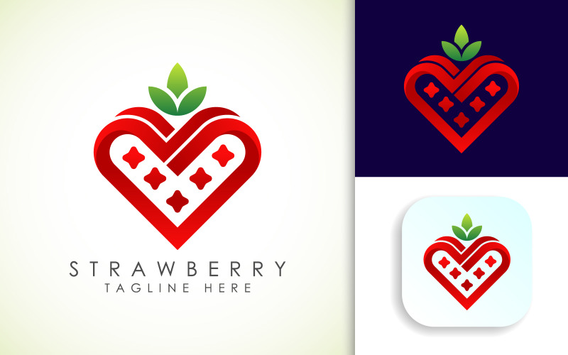 strawberry fruit logo vector illustration template icon design original
