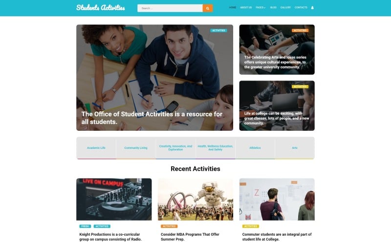 student activities joomla template original