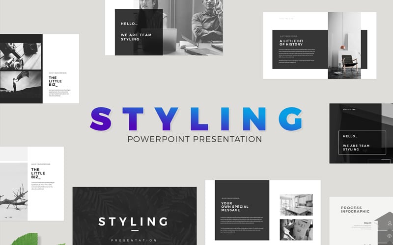styling minimal black presentation powerpoint template original