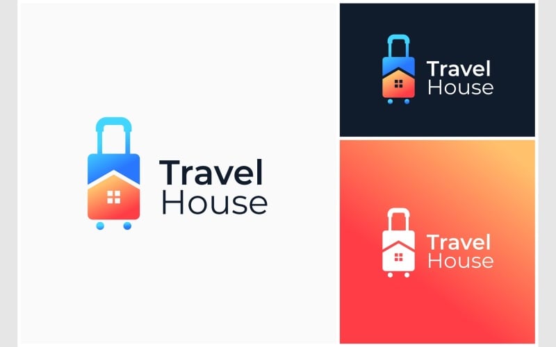 suitcase travel home house logo original