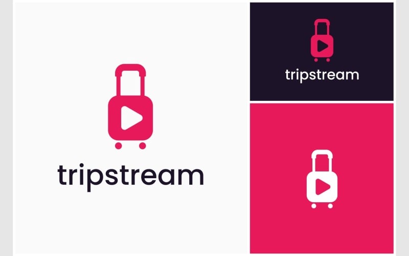 suitcase travel video play logo original