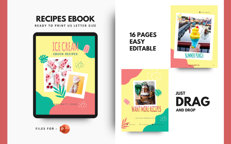 summer cocktail ice cream recipe presentation powerpoint template original
