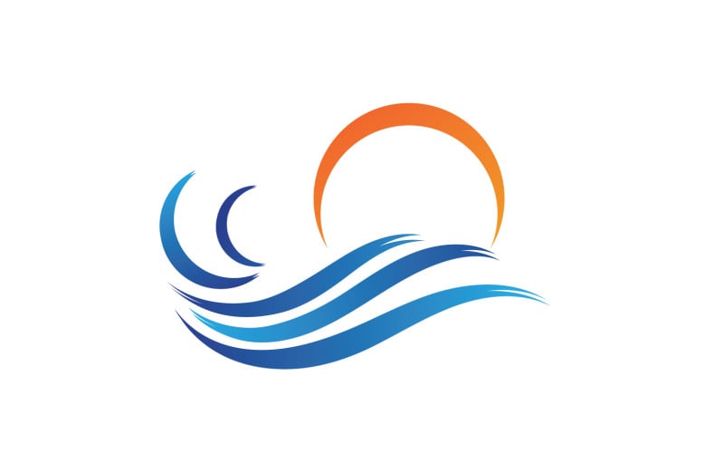 sun and wave beach logo vector illustration v original