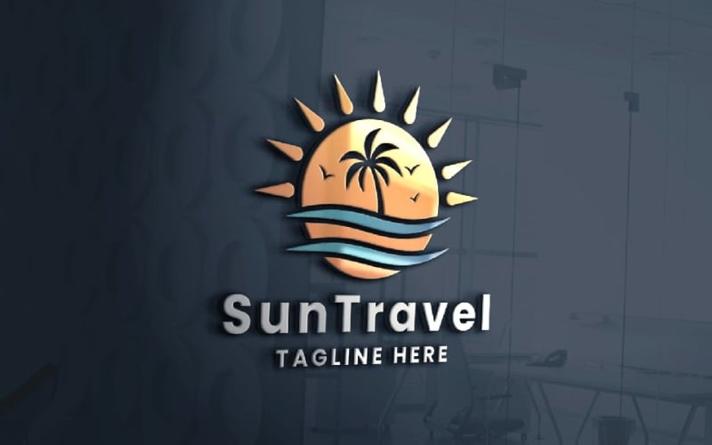 sun travel pro logo template original