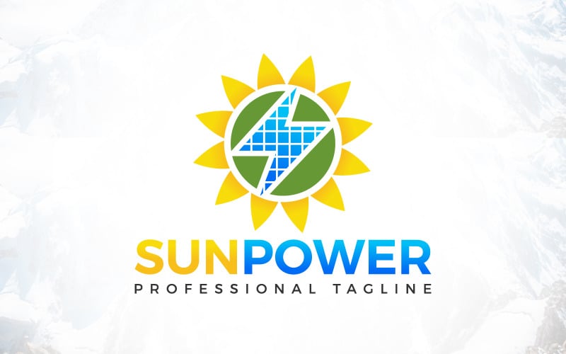 sunflower power solar energy logo design original