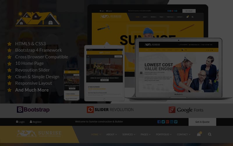 sunrise construction amp builder company landing page template original