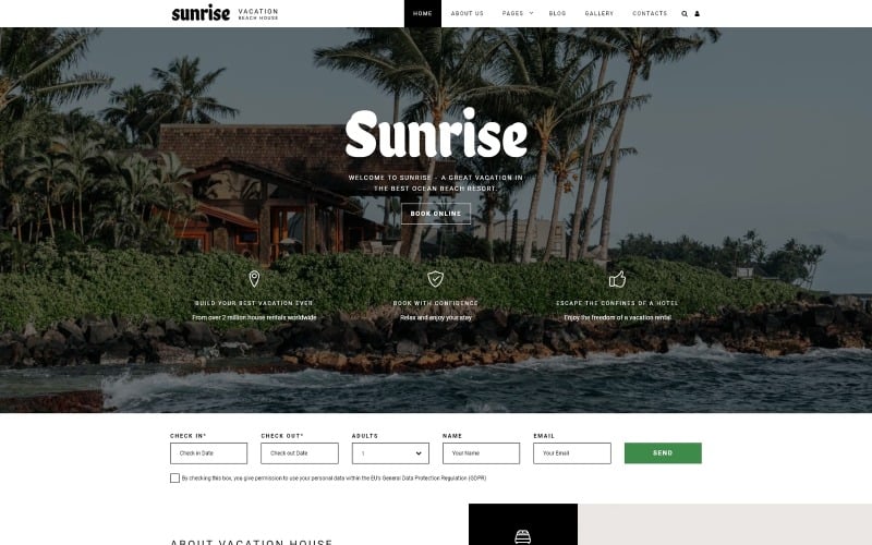 sunrise vacation house joomla template original