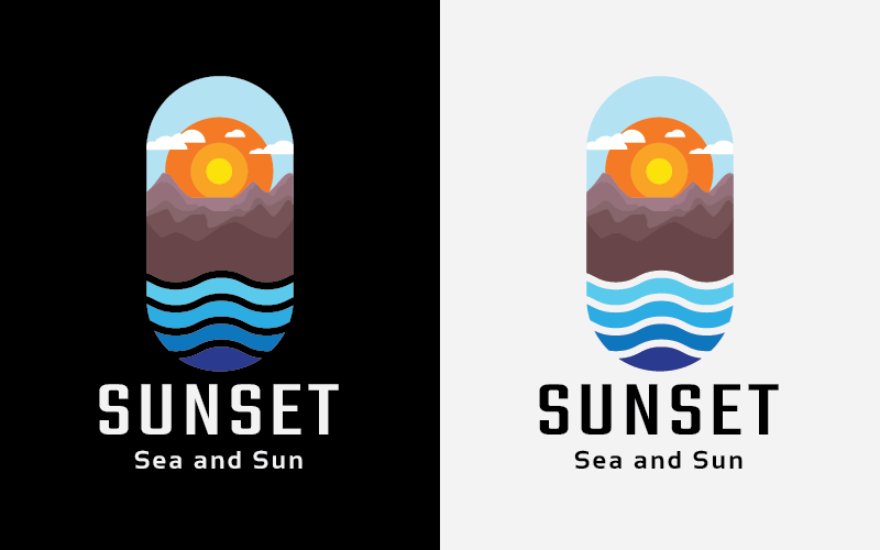 sunset sea and sun travel agent logo original