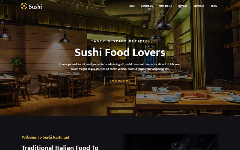 sushi resturant landing page template original