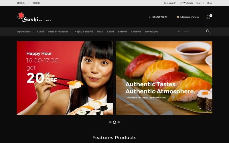 sushiexpress restaurant store prestashop theme original