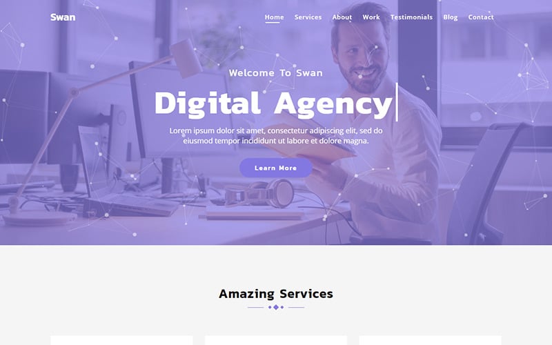 swan parallax agency html landing page template original