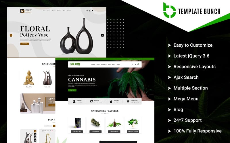 swarm cannabis and ceramic responsive prestashop theme for ecommerce home original