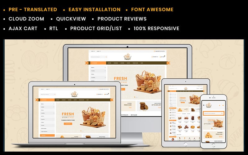 sweet bakery shop prestashop theme original