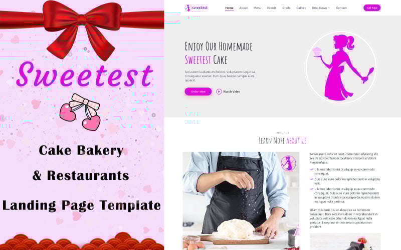 sweetest cake bakery landing page template original