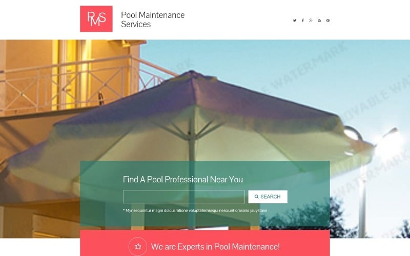 swimming pool responsive landing page template original