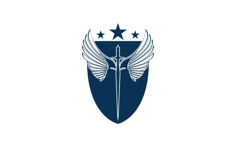 sword and shield and wing icon logo v original