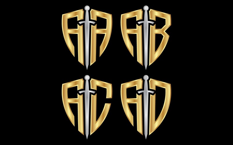 sword and shield logo made from initial letters aa ab ac ad original