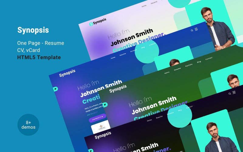 synopsis one page resume cv vcard html template original