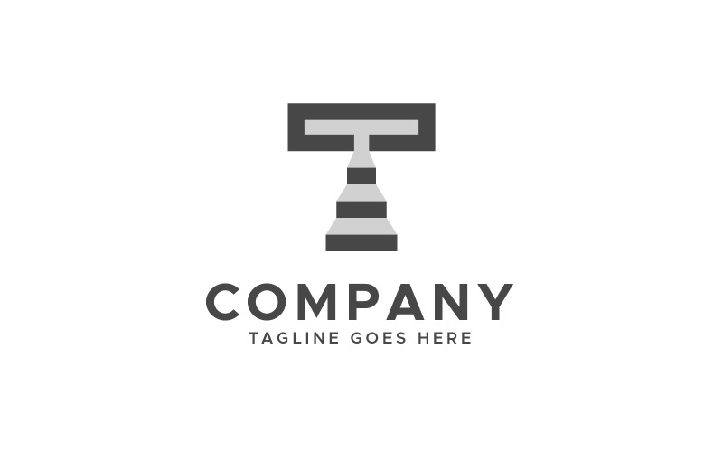 t letter stairs rise logo design template original