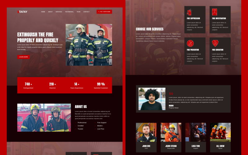 tafay firefighter amp fire department landing page template original