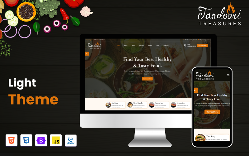 tandoori treasure one page indian restaurant html website template original