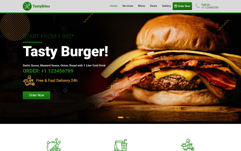 tastybites fast food restaurant landing page template original