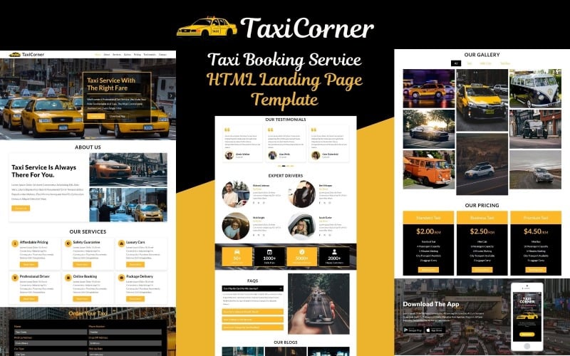 taxicorner taxi booking service html landing page template original