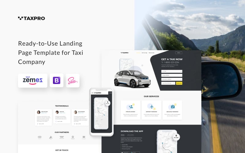 taxpro taxi service landing page template original