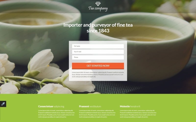 tea shop responsive landing page template original