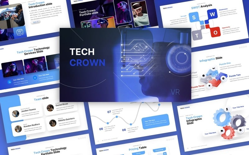 tech crown technology multipurpose powerpoint template original