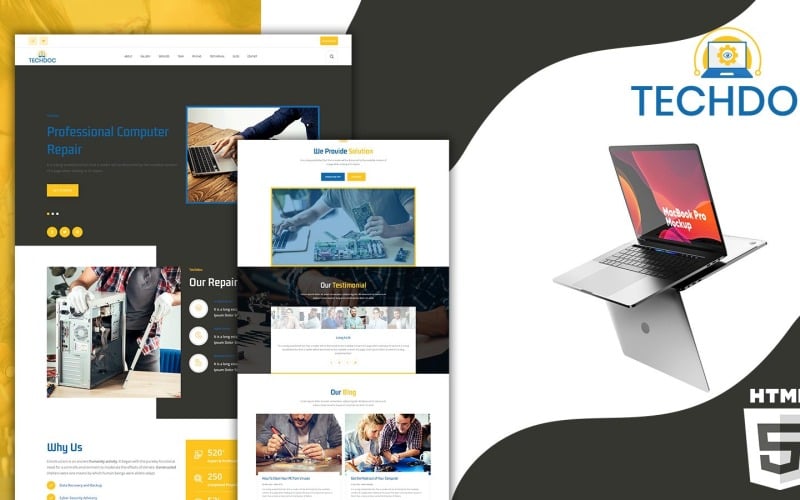techdoc computer and electronics repair landing page website template original