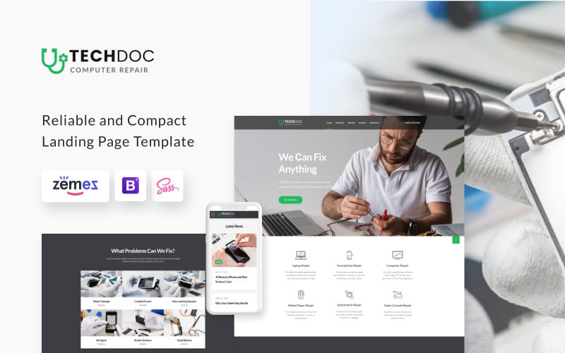 techdoc computer repair landing page template original