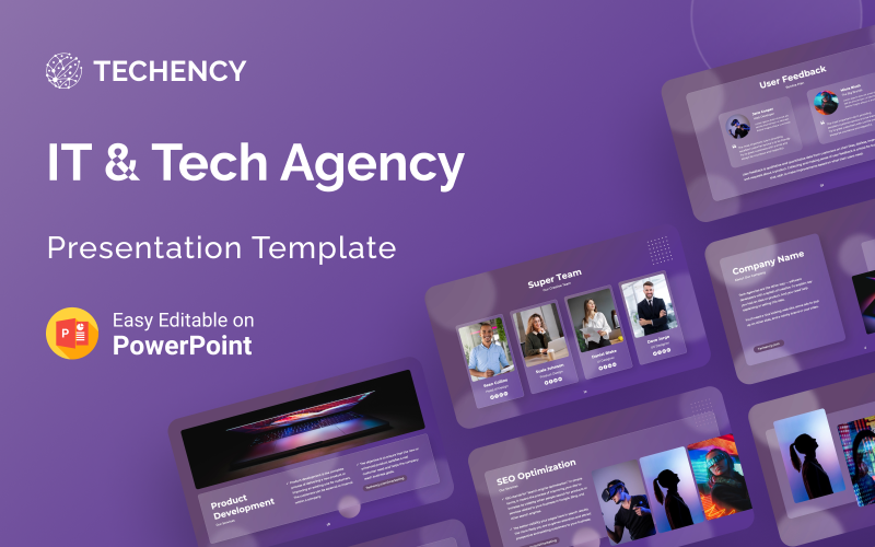 techency it amp tech agency glassmorphic powerpoint presentation template original