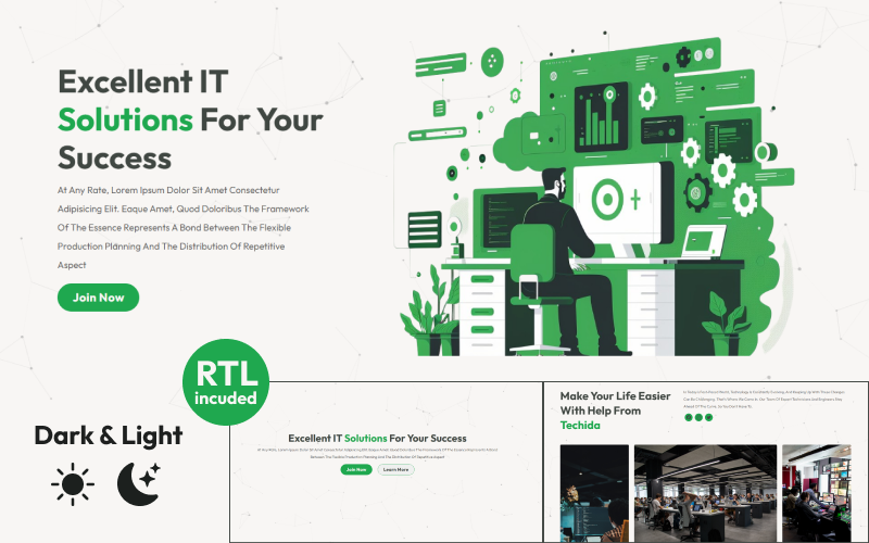 techida it solutions company business services multipurpose responsive landing page template original