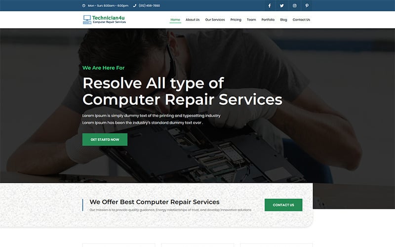 technicianu landing page template original