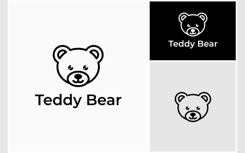 teddy bear line art outline logo original