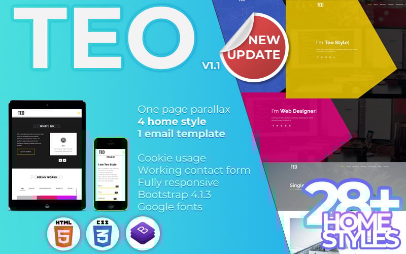 teo personal portfolio responsive bootstrap landing page template original