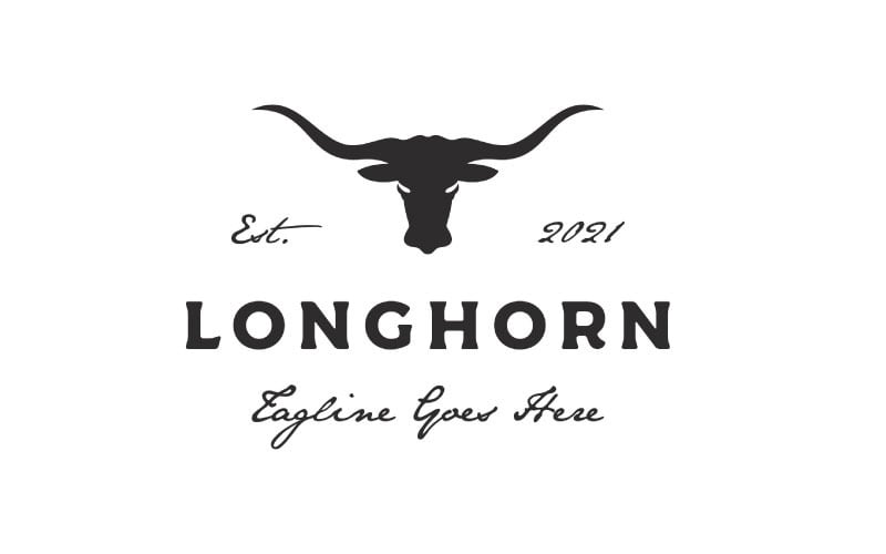 texas longhorn logo country western bull cattle vintage retro logo design vector template original