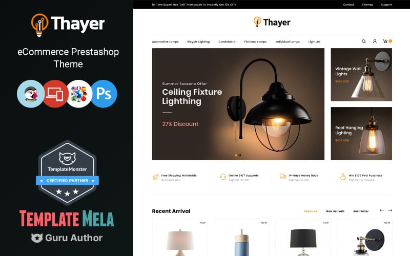 thayer lighting and home decor store prestashop theme original