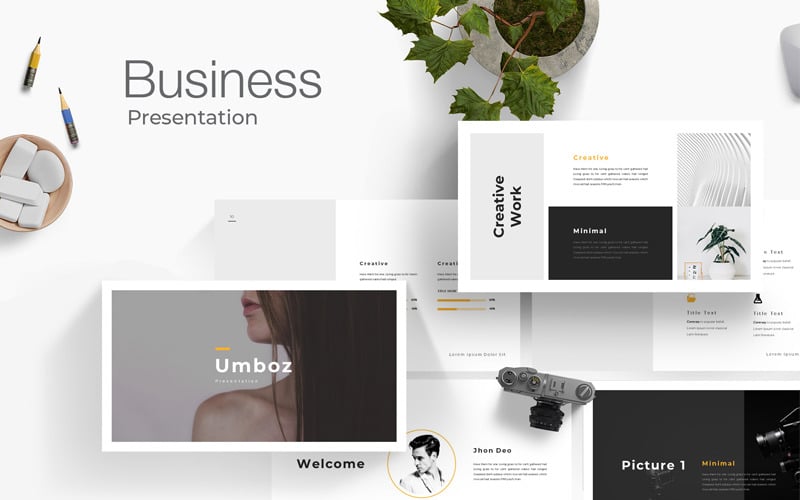 the business minimal presentation powerpoint template original