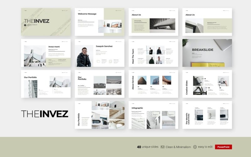the invez clean business presentation powerpoint template original