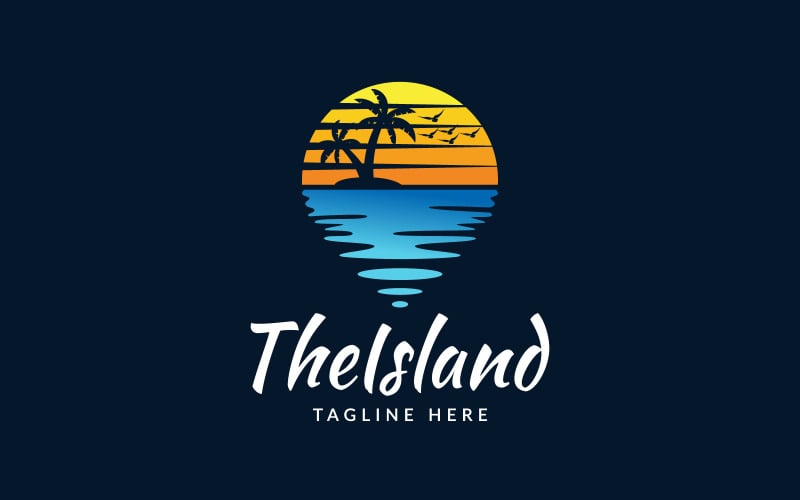 the island sea beach logo design original