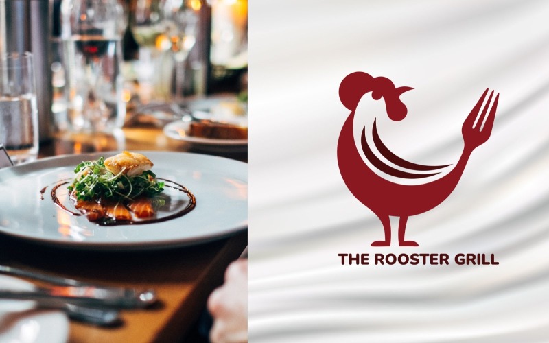 the rooster grill logo design template original